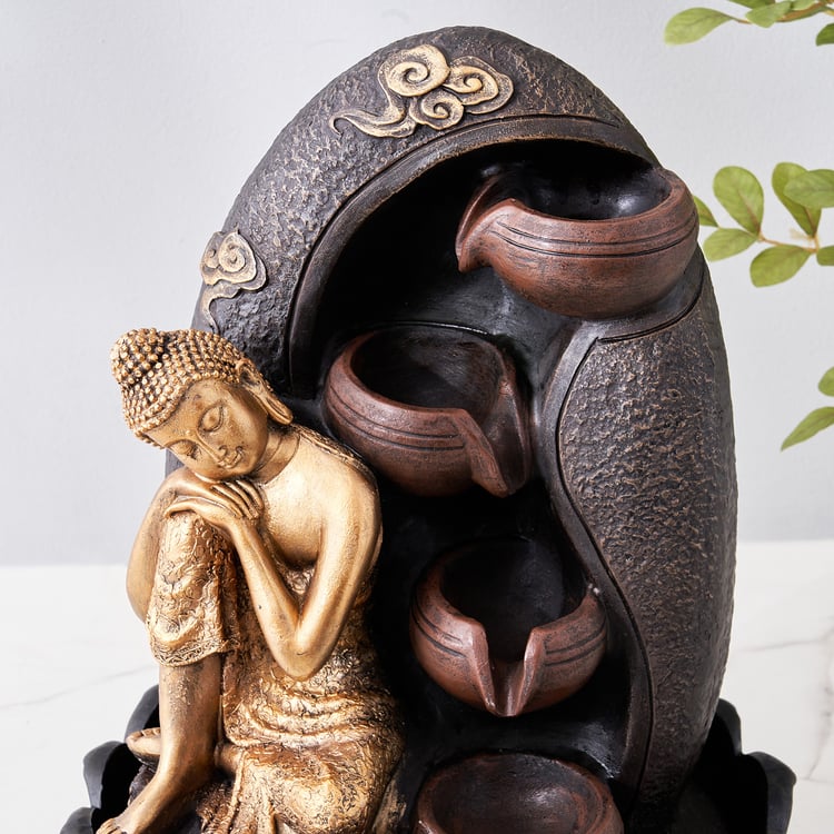 Corsica Alpine Polyresin Resting Buddha Fountain - 24.5x37cm