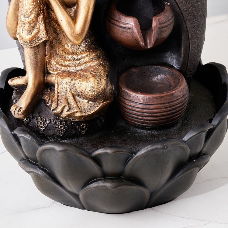 Corsica Alpine Polyresin Resting Buddha Fountain - 24.5x37cm