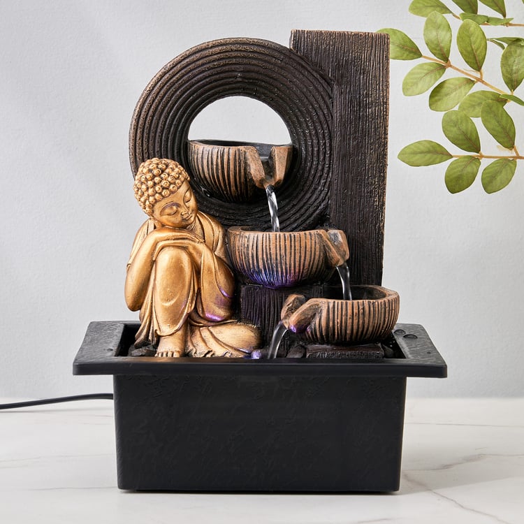 Corsica Alpine Polyresin Resting Buddha Fountain - 20.5x26cm