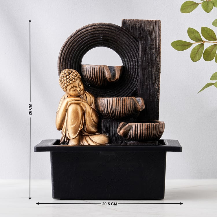 Corsica Alpine Polyresin Resting Buddha Fountain - 20.5x26cm