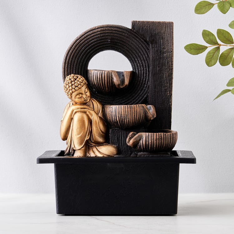 Corsica Alpine Polyresin Resting Buddha Fountain - 20.5x26cm