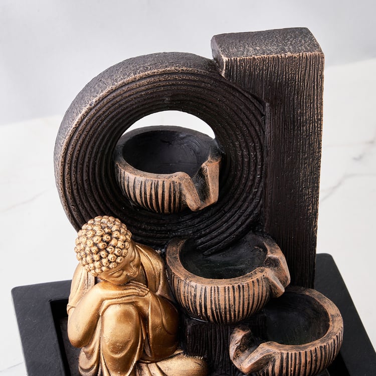 Corsica Alpine Polyresin Resting Buddha Fountain - 20.5x26cm