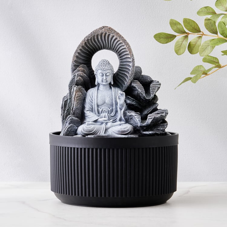 Corsica Alpine Polyresin Buddha Fountain with T-Light Holder - 17x23cm