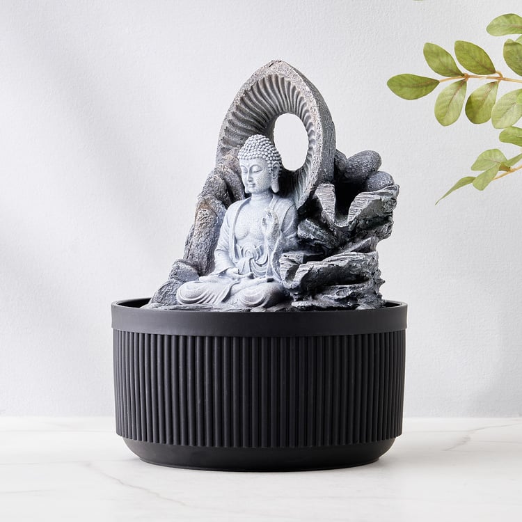 Corsica Alpine Polyresin Buddha Fountain with T-Light Holder - 17x23cm