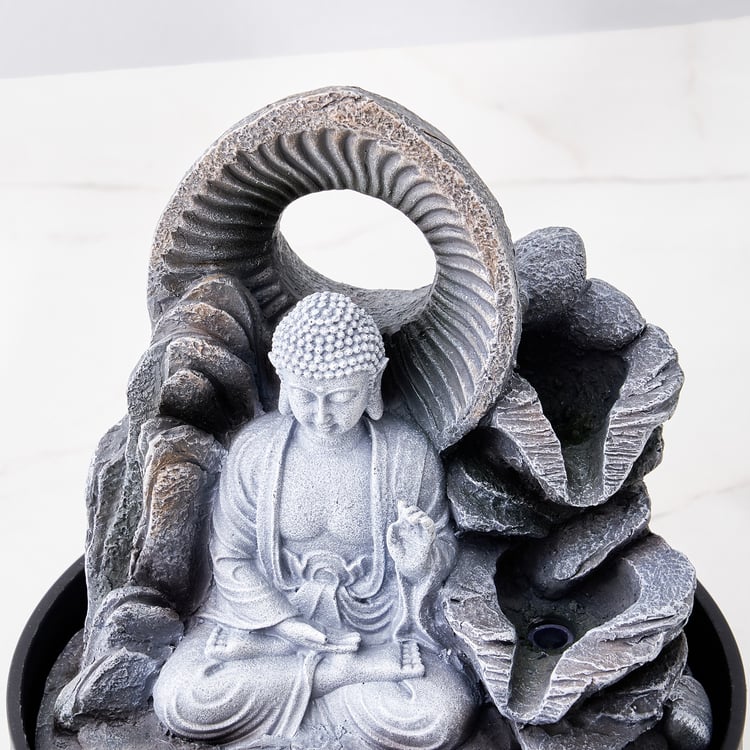 Corsica Alpine Polyresin Buddha Fountain with T-Light Holder - 17x23cm