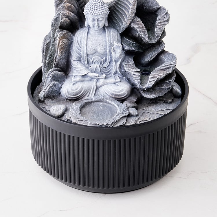 Corsica Alpine Polyresin Buddha Fountain with T-Light Holder - 17x23cm