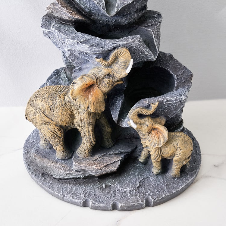 Corsica Alpine Polyresin Elephant with Baby Fountain - 21x27cm