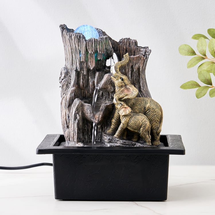 Corsica Alpine Polyresin Elephant with Baby Fountain - 20.5x24.5cm