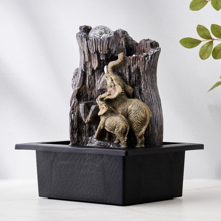 Corsica Alpine Polyresin Elephant with Baby Fountain - 20.5x24.5cm