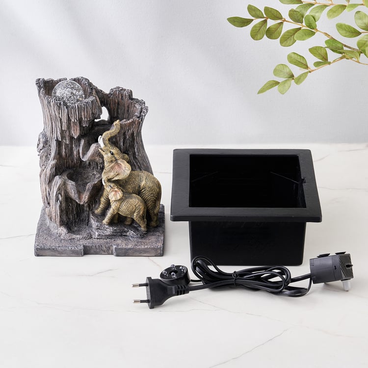 Corsica Alpine Polyresin Elephant with Baby Fountain - 20.5x24.5cm