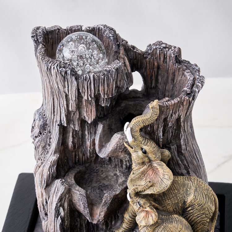 Corsica Alpine Polyresin Elephant with Baby Fountain - 20.5x24.5cm