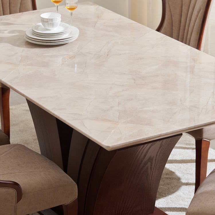 Empire Faux Marble 6-Seater Dining Table - Brown