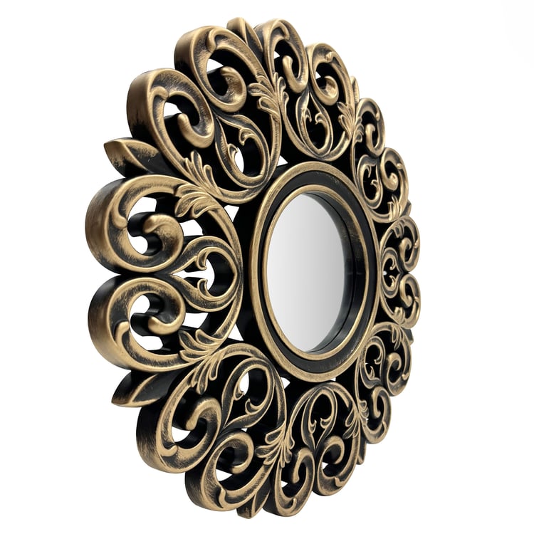 Corsica Corvus 3Pcs Perforated Mirror and Floral Wall Accents