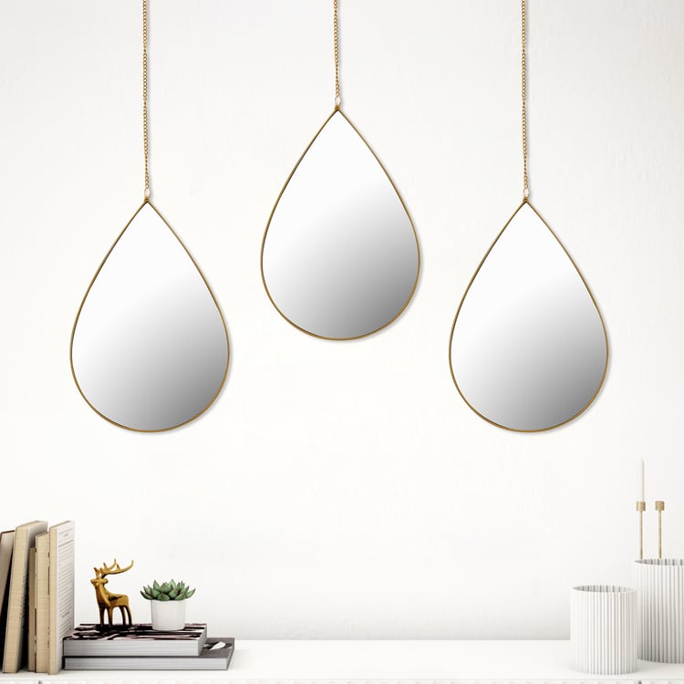 Corsica Reflection Karol Set of 3 Teardrop Decorative Hanging Mirrors - 19x28cm