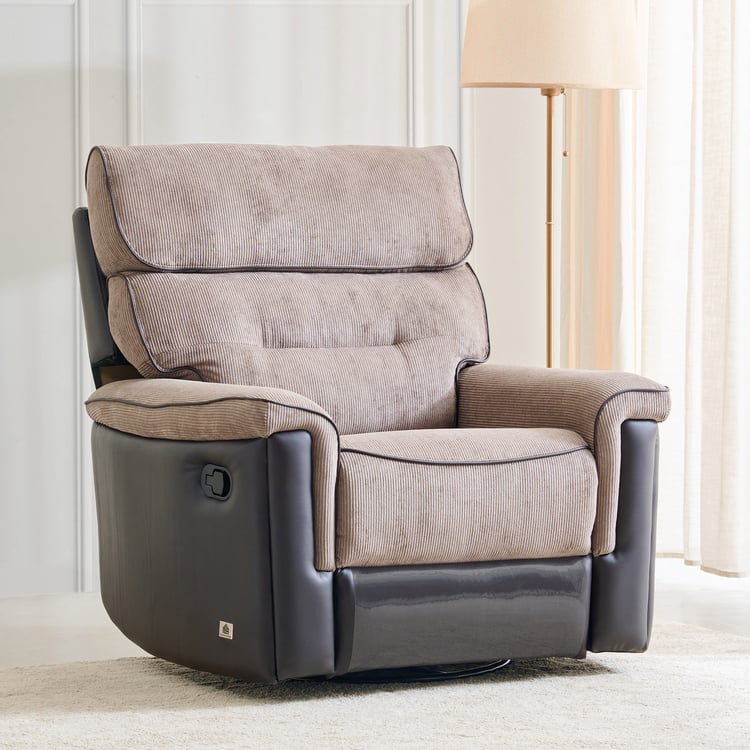 Cristian Fabric 1-Seater Swivel Recliner - Brown