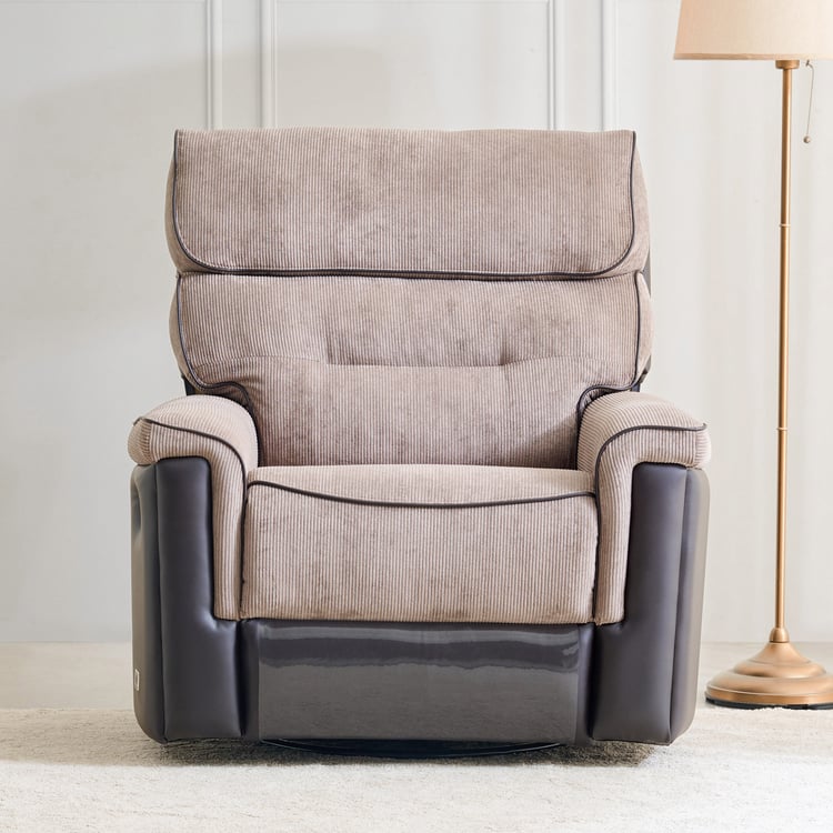 Cristian Fabric 1-Seater Swivel Recliner - Brown