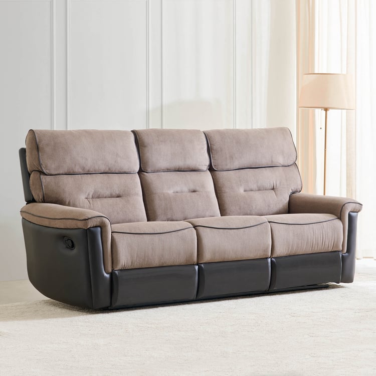 Cristian Fabric 3-Seater Recliner - Brown