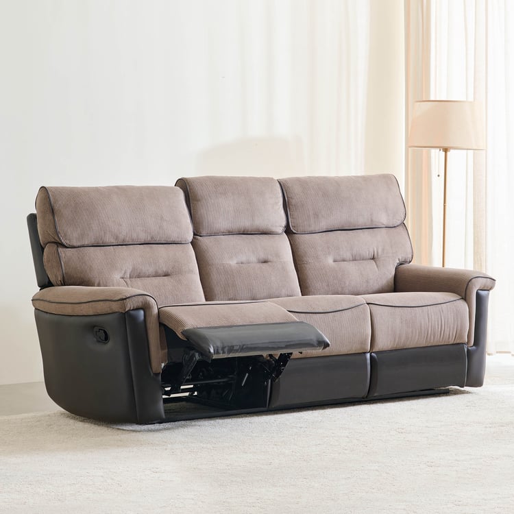 Cristian Fabric 3-Seater Recliner - Brown