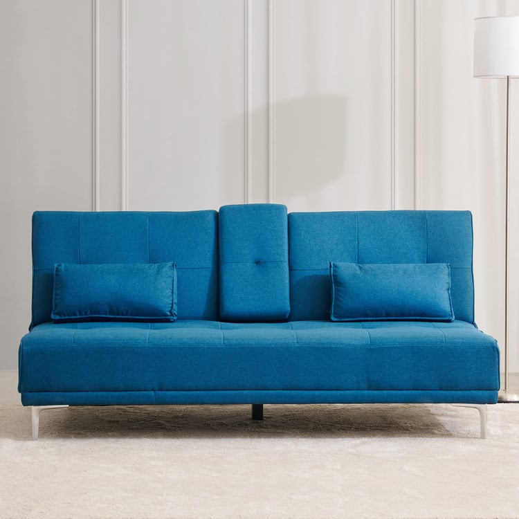 Clovis NXT Fabric 2-Seater Sofa Bed with Cushions - Blue