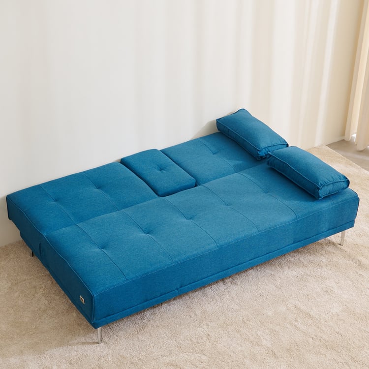 Clovis NXT Fabric 2-Seater Sofa Bed with Cushions - Blue