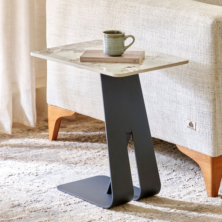 Covet Ceramic Top Accent Table - Beige