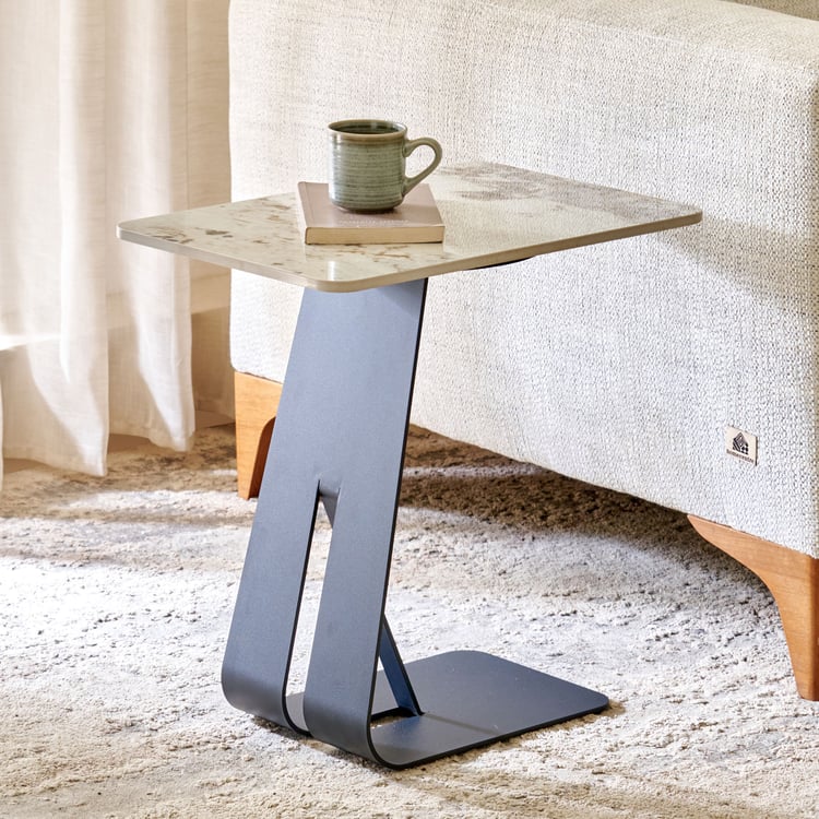 Covet Ceramic Top Accent Table - Beige