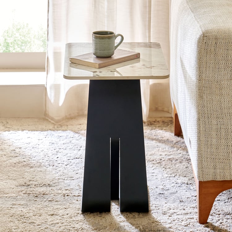 Covet Ceramic Top Accent Table - Beige