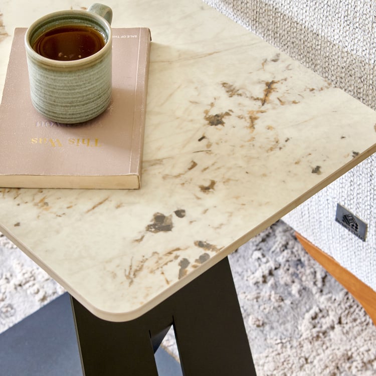 Covet Ceramic Top Accent Table - Beige