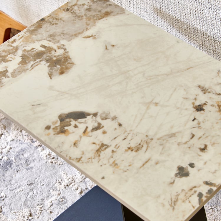 Covet Ceramic Top Accent Table - Beige