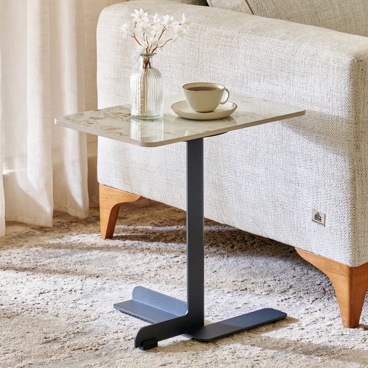 Iren Ceramic Top Accent Table - Beige