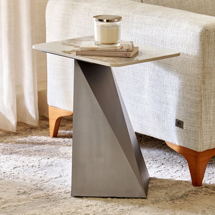 Gavin Ceramic Top Accent Table - Grey