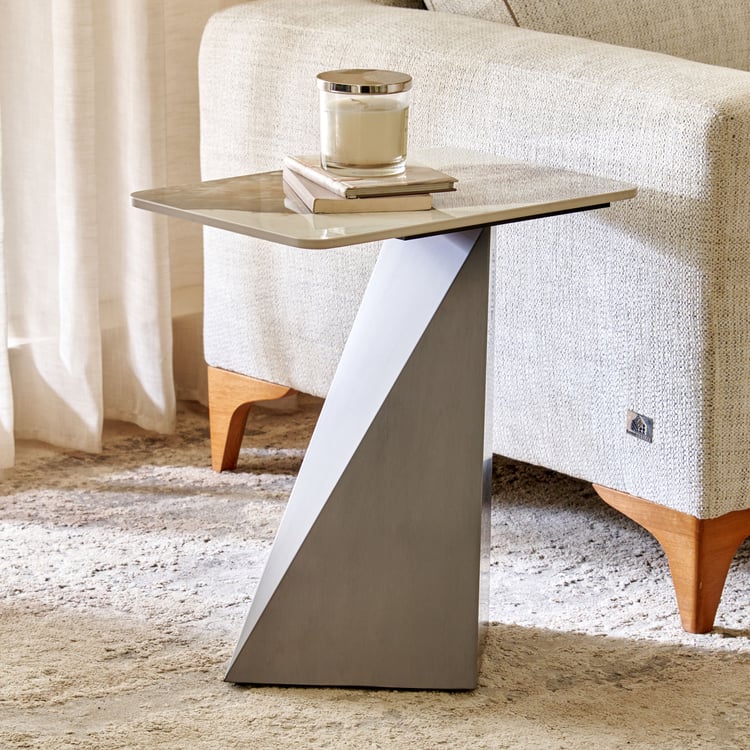 Gavin Ceramic Top Accent Table - Grey
