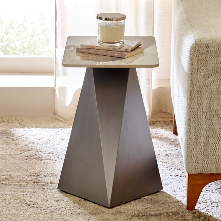Gavin Ceramic Top Accent Table - Grey