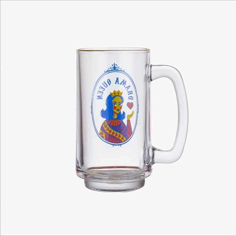 EK DO DHAI Glass Drama Queen Beer Mug - 350ml