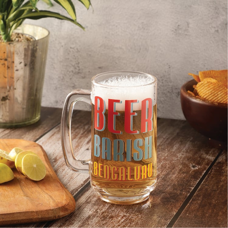 EK DO DHAI Glass Printed Beer Mug - 350ml