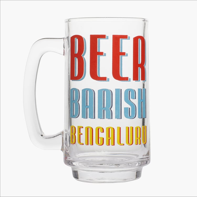 EK DO DHAI Glass Printed Beer Mug - 350ml