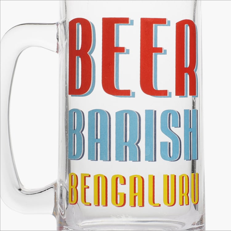 EK DO DHAI Glass Printed Beer Mug - 350ml
