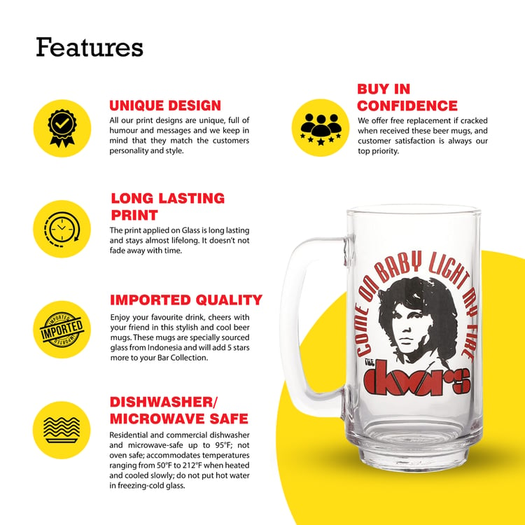 EK DO DHAI Glass The Doors Print Beer Mug  - 350ml