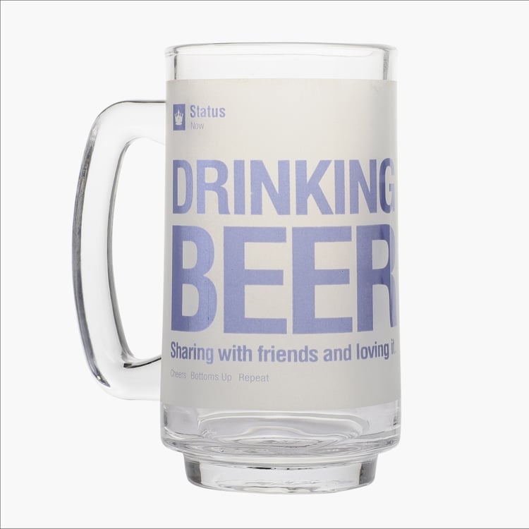 EK DO DHAI Glass Facebook Status Print Beer Mug - 350ml