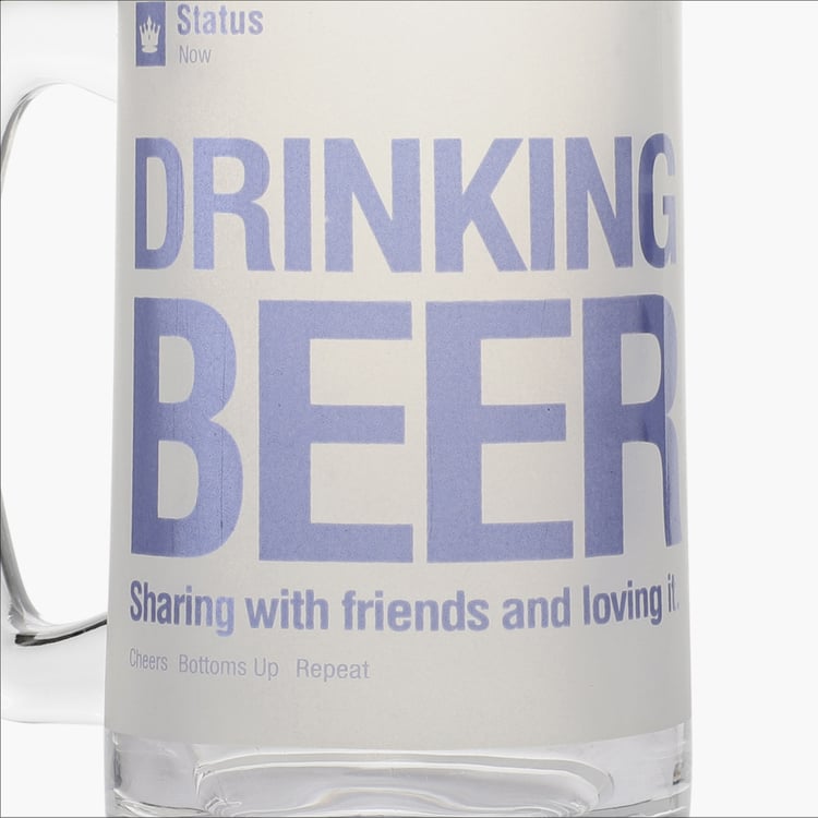 EK DO DHAI Glass Facebook Status Print Beer Mug - 350ml