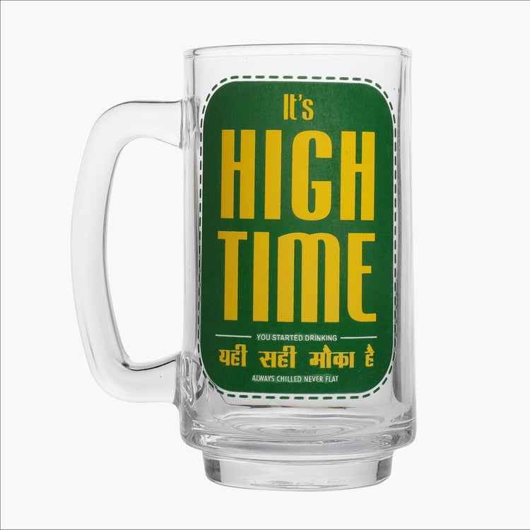 EK DO DHAI Glass Printed Beer Mug - 350ml