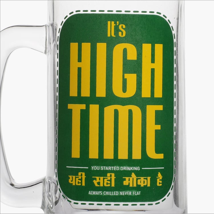 EK DO DHAI Glass Printed Beer Mug - 350ml