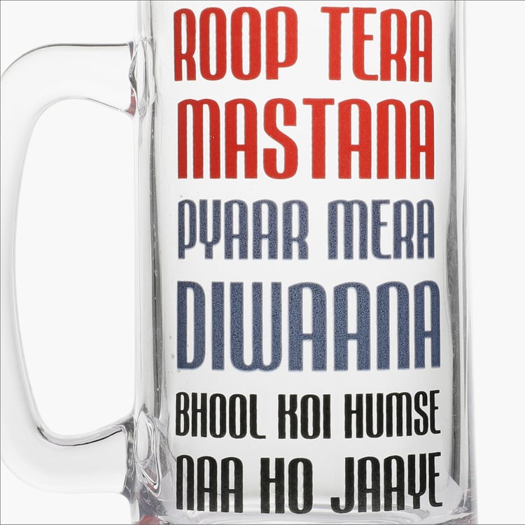 EK DO DHAI Glass Printed Beer Mug - 350ml