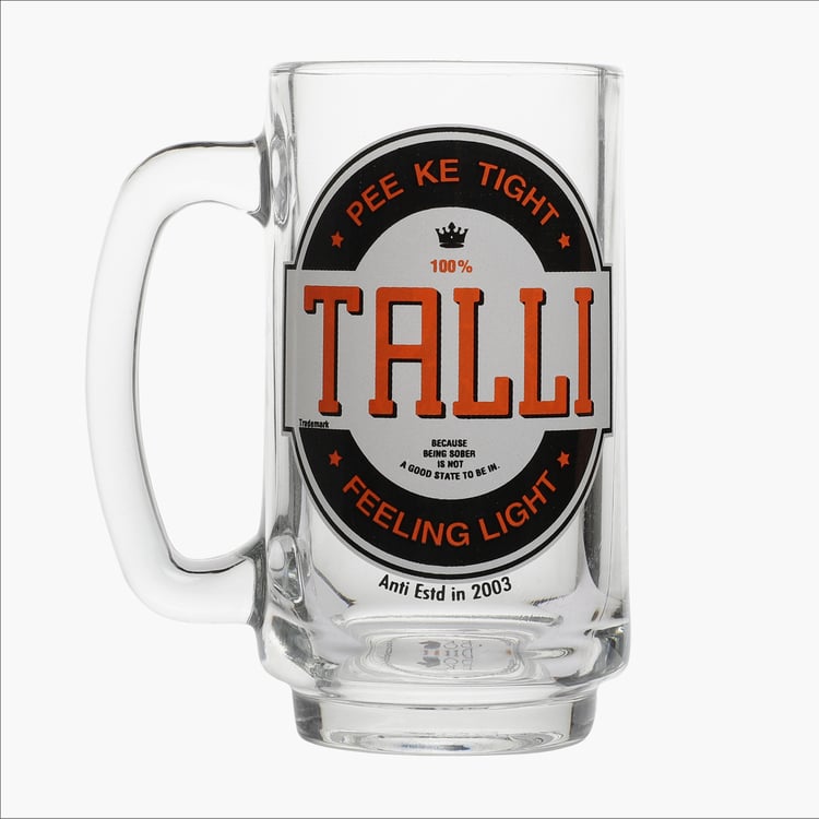 EK DO DHAI Glass Printed Beer Mug - 350ml