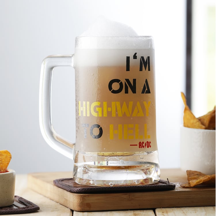 EK DO DHAI Glass Printed Beer Mug - 350ml