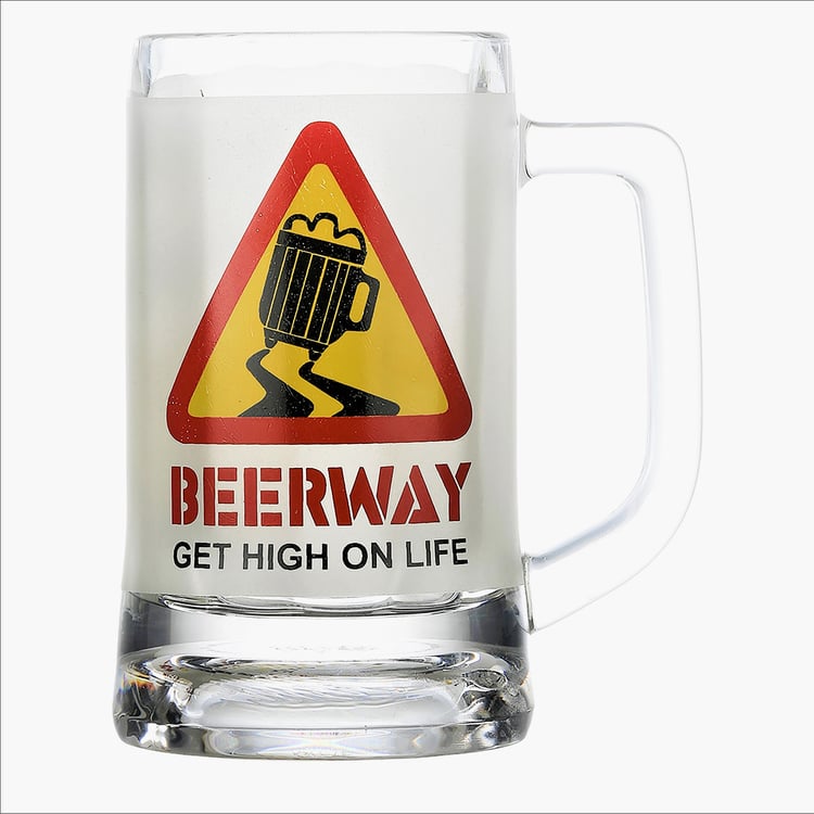 EK DO DHAI Glass Printed Beer Mug - 350ml