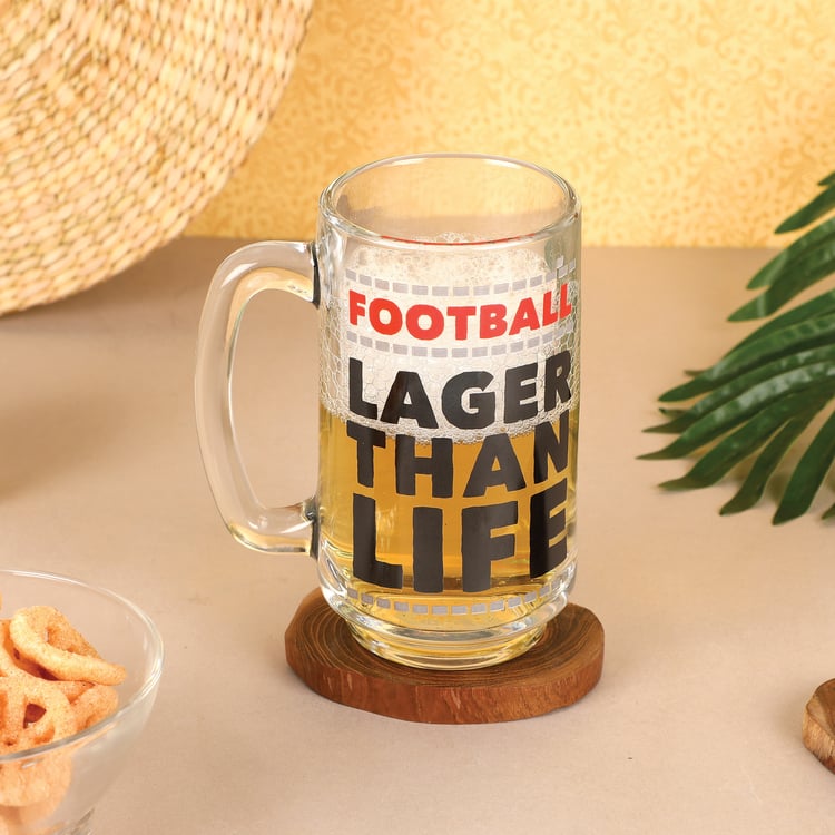 EK DO DHAI Glass Printed Beer Mug - 350ml