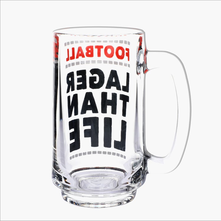 EK DO DHAI Glass Printed Beer Mug - 350ml