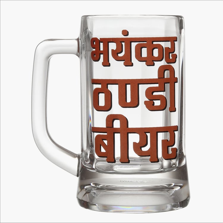 EK DO DHAI Glass Printed Beer Mug - 350ml