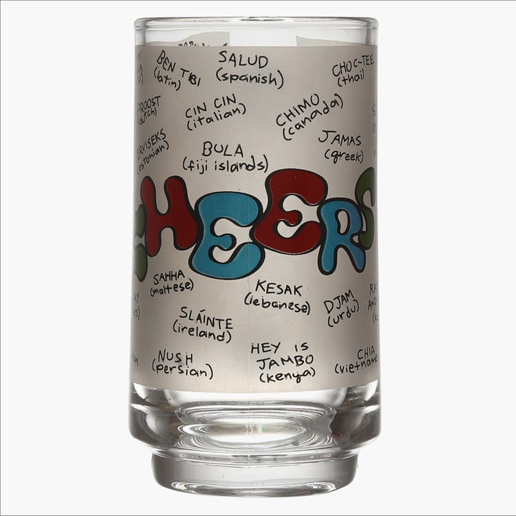 EK DO DHAI Glass Printed Beer Mug - 350ml